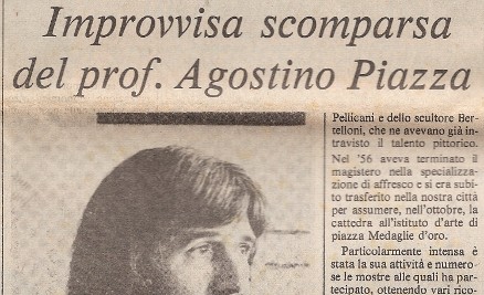 Improvvisa scomparsa del prof. Agostino Piazza