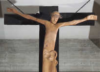 Scultura in legno di cirmolo - h. 230 cm - Gorizia, Chiesa della Madonnina