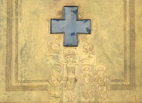 Quattordici formelle di ottone inciso e vetro opalino - 40x40 cm ciascuna - Gorizia, ex Ospedale Civile, Cappella Mortuaria